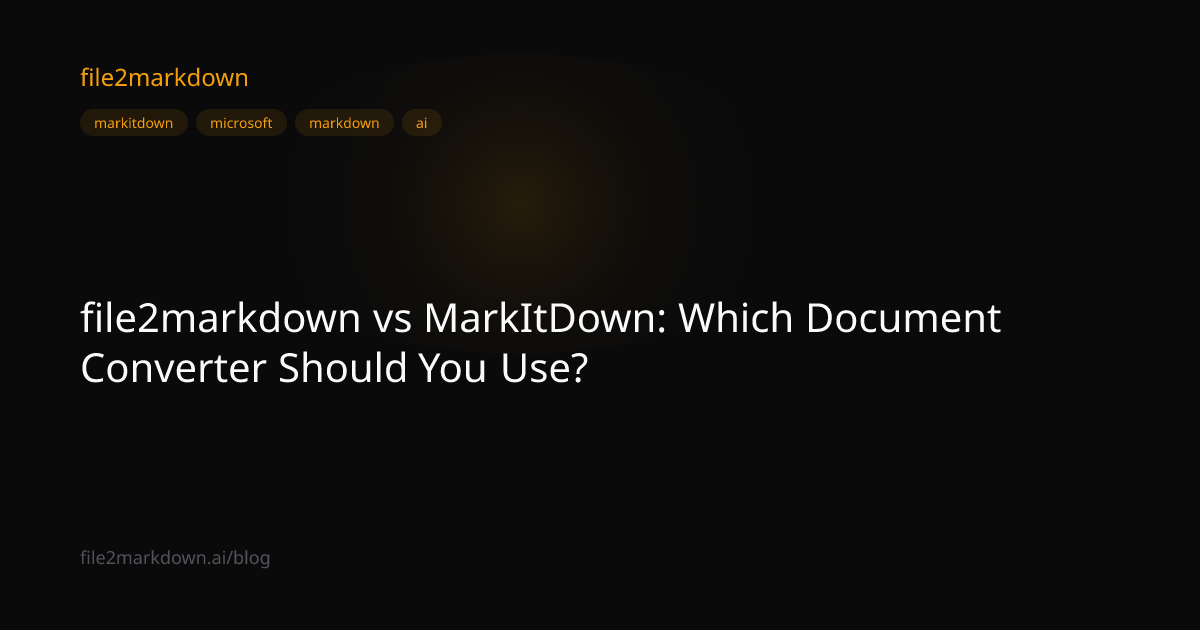file2markdown vs MarkItDown: Which Document Converter Should You Use ...