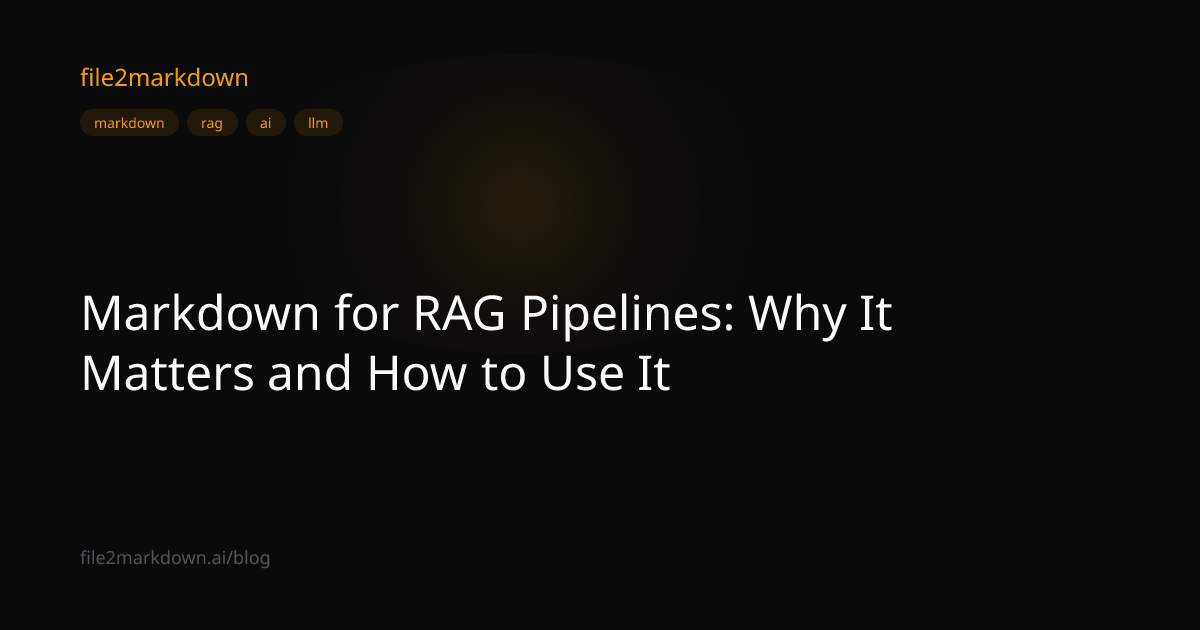 Markdown for RAG Pipelines: Why It Matters and How to Use It ...